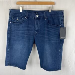 True Religion Ricky Short Flap Relaxed Straight Dark Lagoon Jean Men's Size 40